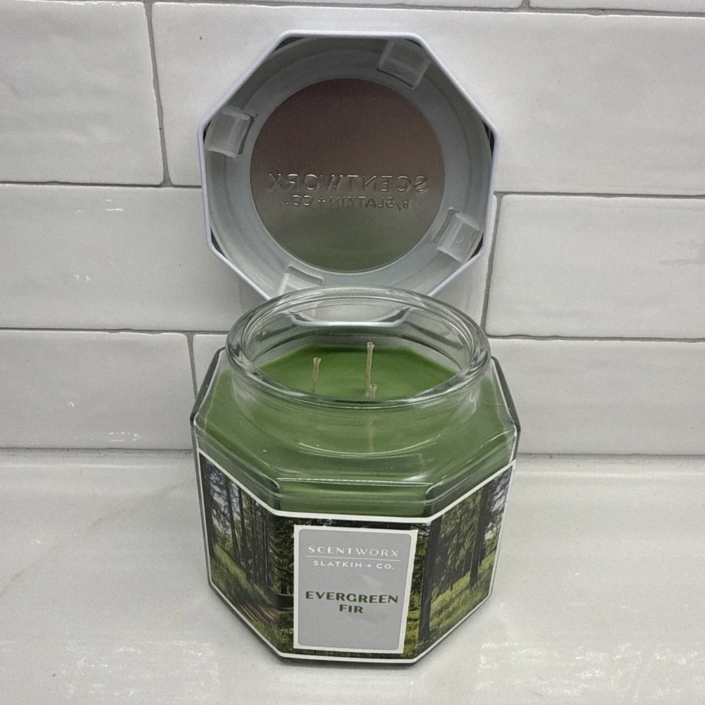 Scentworx 14.5 oz Evergreen Fir 3-Wick Jar Candle by Slatkin & Co Fast Shipping